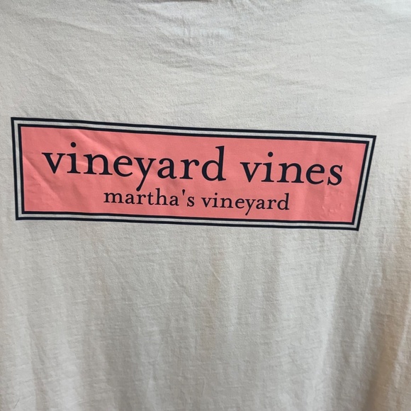 Vineyard Vines Cream Men’s Short Sleeve Tee with Pink Logo NWT to - Picture 13 of 15